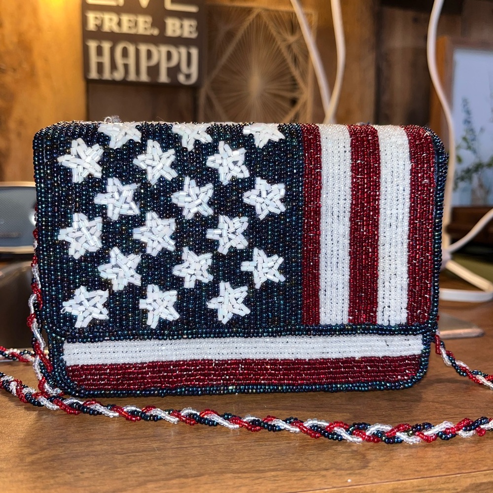Patriotic Beaded Crossbody Bag
